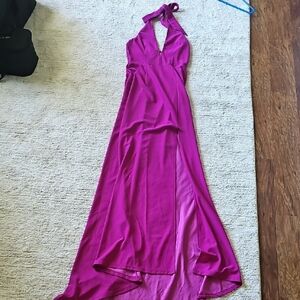 Fushia Halter Neck Long Dress